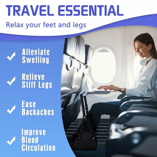 Length Adjustable Footrest,Foot Hammock for Comfort and Reduced Soreness on Long Flights-2 packs