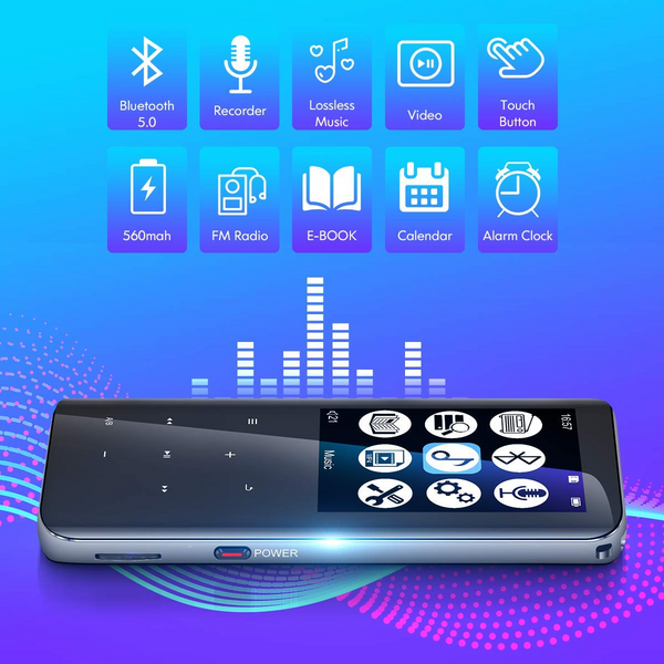 32GB Bluetooth MP3 mp4 Player with FM Radio: Portable Music and Entertainment for Kids and Sports Enthusiasts