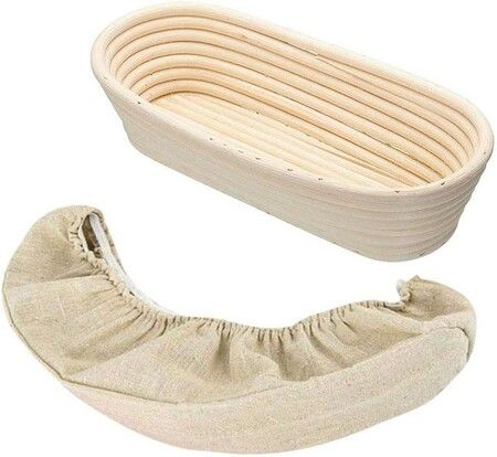 Oval Proofing Basket,Handmad Bread Baking Brotform with Cloth Liner for Perfect Sourdough Loaves-17*12*6CM