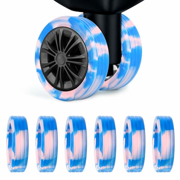 8-Piece durable flexible Silicone Luggage Wheels Protector Covers Reduces noise and vibrations while rolling