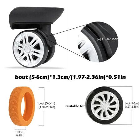 8-Piece durable flexible Silicone Luggage Wheels Protector Covers Reduces noise and vibrations while rolling