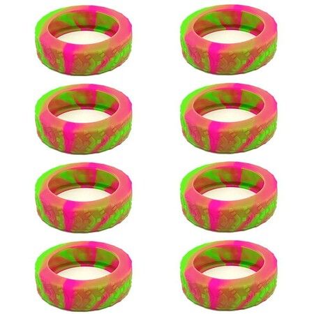 8-Pack DIY Luggage Wheels Protector Covers - Colorful Silicone Sleeves to Reduce Noise and Protect Suitcase Wheels (Green and Red)