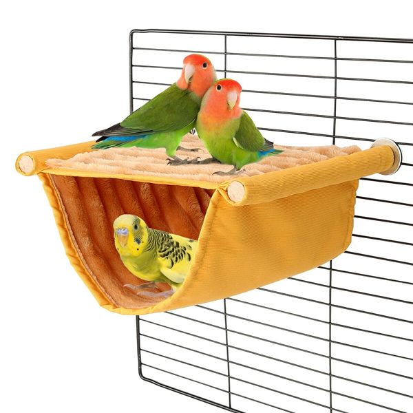 Bird Hanging Hammock Winter Warm Bird Nest Bed Snuggle Hut for Small Birds, Hamsters, and Guinea Pigs (Yellow)