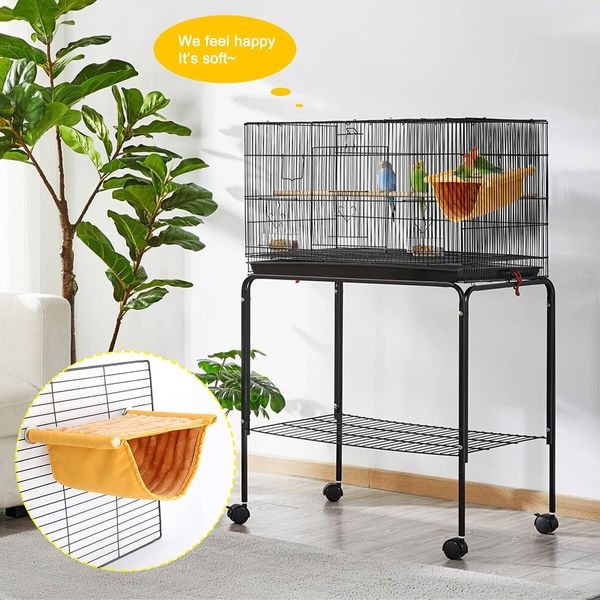 Bird Hanging Hammock Winter Warm Bird Nest Bed Snuggle Hut for Small Birds, Hamsters, and Guinea Pigs (Yellow)