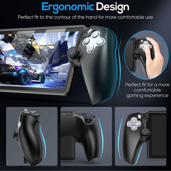 Full Protection Case for PlayStation Portal Controller: Non-Slip Grip, Silicone Soft Grip Thumb Grips (Black)