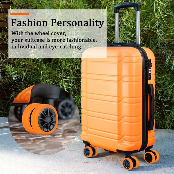 8-Piece Colorful Silicone Luggage/Suitcase Wheel Covers for Anti-Noise and Shock Proof (Orange)