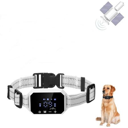 Outdoor GPS Wireless Dog Fence and anti barking Collar Pet Training Device with 1000m Range and Electric Shock (White)