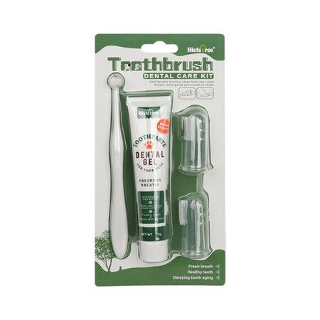 Dog and Cat Dental Hygiene Brushes: Toothbrush and Fingerbrush Set for Plaque and Tartar Removal (Vanilla Flavor)