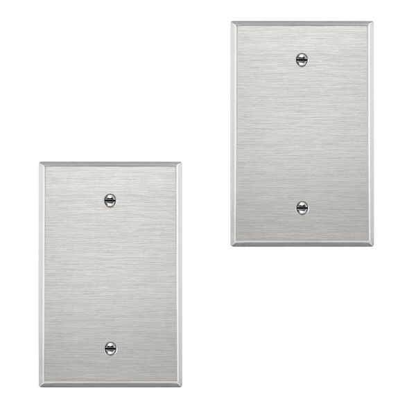 2-Pack Stainless Steel Wall Plates: Corrosion-Resistant, Standard Size (Silver)