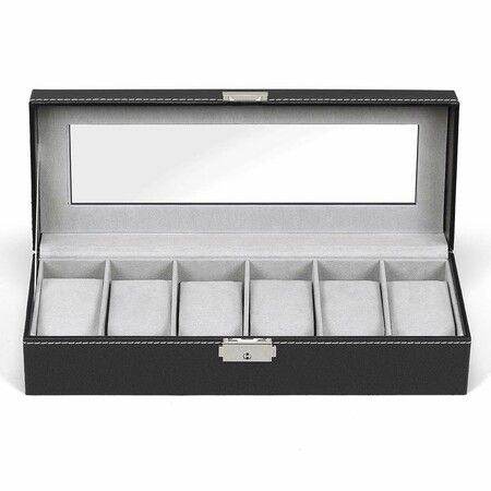 6-Slot Watch Box Organizer Display Case: Stylish and Practical Storage for Men's Watches Black