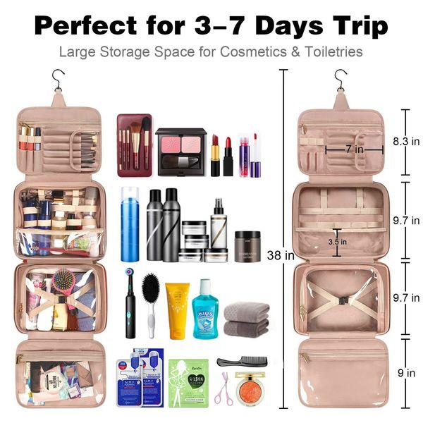 Spacious and Convenient Travel Toiletry Bag - Perfect for Women's Full-Sized Essentials