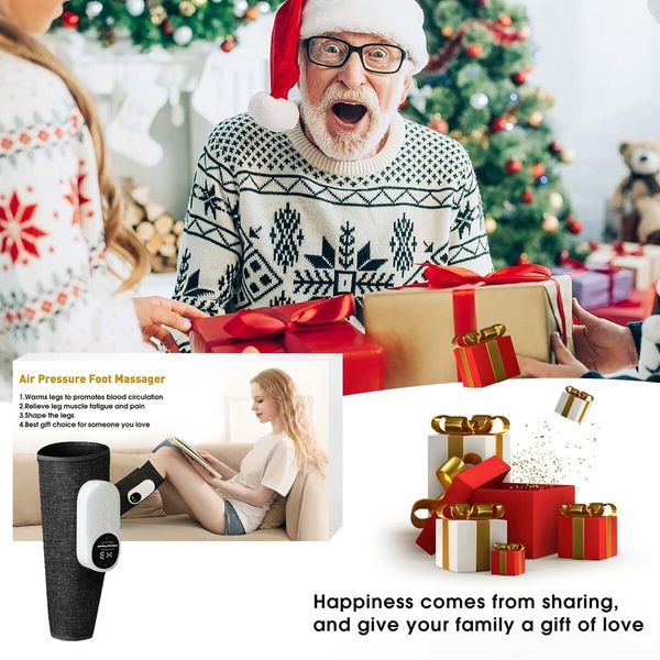 Leg Massager with Heat and Air Compression - 3 Intensities, 3 Modes, and Easy Operation for Enhanced Circulation and Muscle Relaxation - Perfect Gift(Single Black)