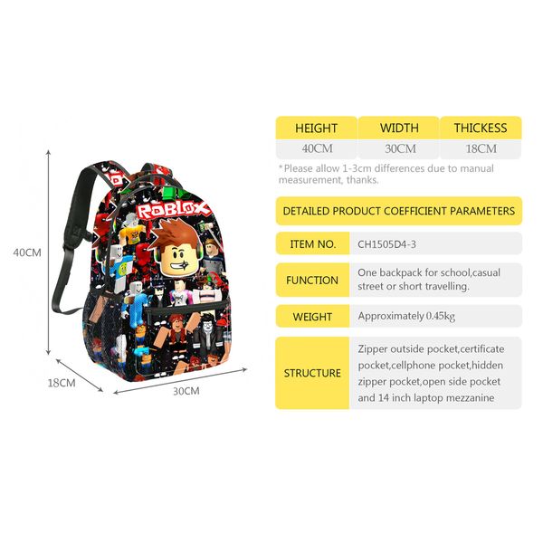 3D Anime Print Travel Backpack from Mine World Collection