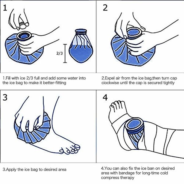 Ultimate 4-Pack Ice Pack/Hot Water Bag for Injuries,Hot(50-60°C) & Cold Cure with Support Wrap,3 Sizes 6"/9"/11"