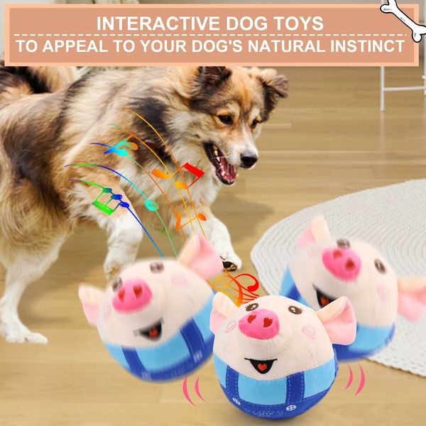 Interactive Jumping and Squeaky Dog Toy with Music Modes and Rechargeable Movement (Blue)