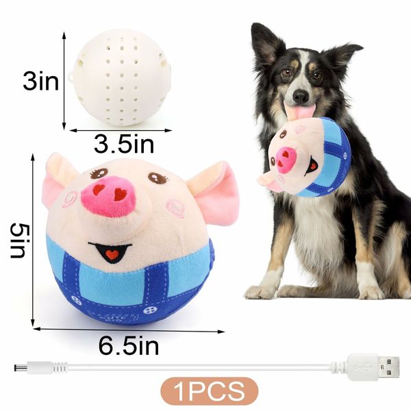 Interactive Jumping and Squeaky Dog Toy with Music Modes and Rechargeable Movement (Blue)