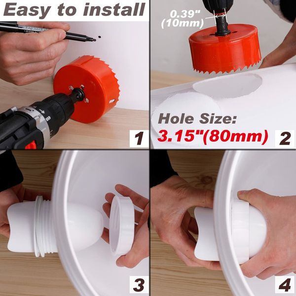 Complete Automatic Chicken Feeder Kit with Rat Stopper Caps,6 Ports,Hole Saw-DIY Poultry Feeder for Buckets,Barrels