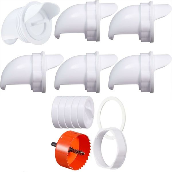 Complete Automatic Chicken Feeder Kit with Rat Stopper Caps,6 Ports,Hole Saw-DIY Poultry Feeder for Buckets,Barrels