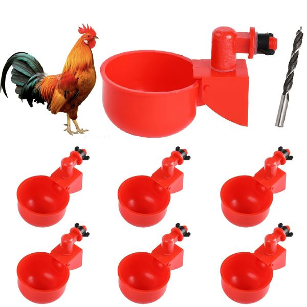 6-Pack Automatic Chicken Water Cups Feeder for Poultry and Chicks, Duck, Goose, Turkey and Bunny