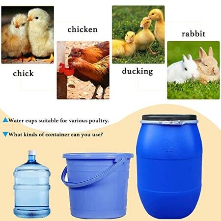 6-Pack Automatic Chicken Water Cups Feeder for Poultry and Chicks, Duck, Goose, Turkey and Bunny