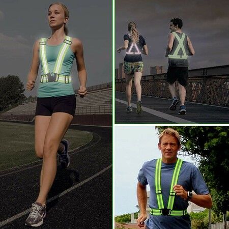 2-pack LED Light Up Running Vest with High Visibility Reflective Gear for Night Cycling/Hiking/Jogging/Dog Walking,Keep Safe at Night