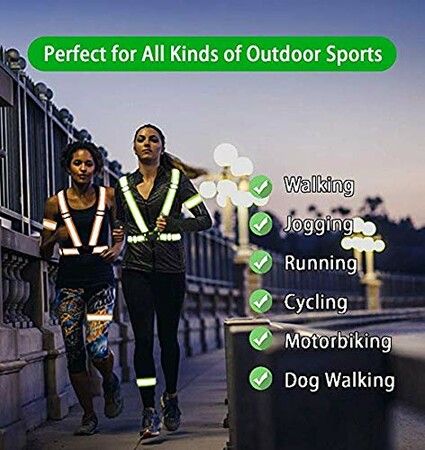 2-pack LED Light Up Running Vest with High Visibility Reflective Gear for Night Cycling/Hiking/Jogging/Dog Walking,Keep Safe at Night