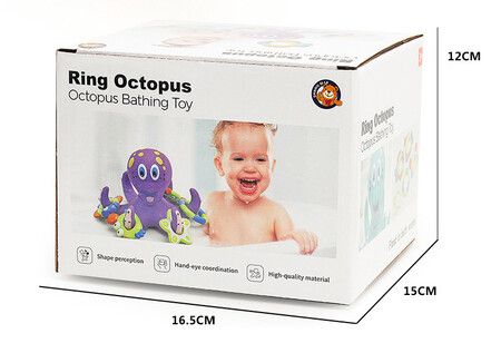 Floating Purple Octopus with 5 Hoopla Rings: Interactive Bath Toy for Toddlers and Kids