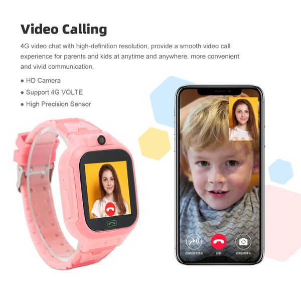 4G Kids Smartwatch with SOS,IP67 Waterproof, GPS Tracking,1.4 Inch Touch Screen, 2-Way Voice Video Call,and Phone Features for Enhanced Safety and Communication(Pink)