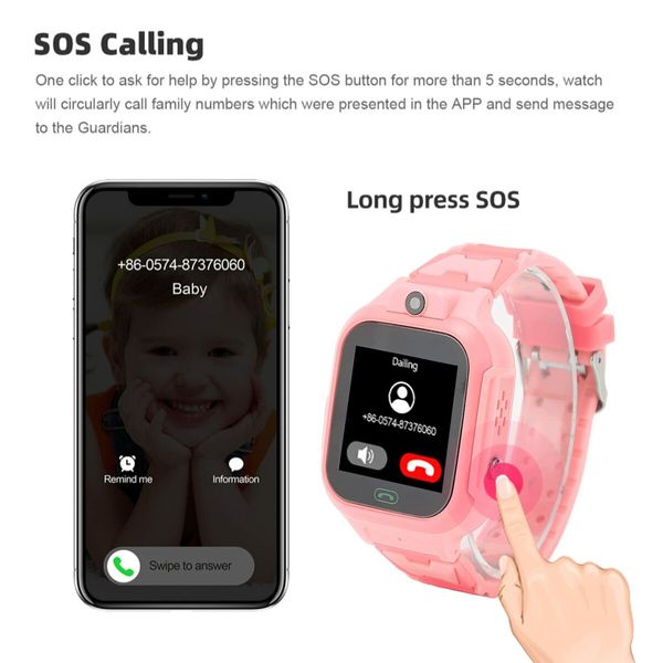 4G Kids Smartwatch with SOS,IP67 Waterproof, GPS Tracking,1.4 Inch Touch Screen, 2-Way Voice Video Call,and Phone Features for Enhanced Safety and Communication(Pink)