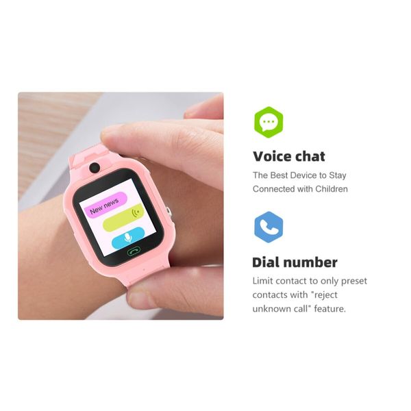 4G Kids Smartwatch with SOS,IP67 Waterproof, GPS Tracking,1.4 Inch Touch Screen, 2-Way Voice Video Call,and Phone Features for Enhanced Safety and Communication(Pink)