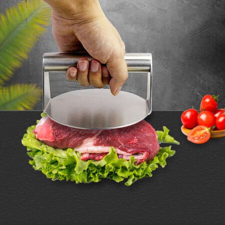 Premium Stainless Steel Non-Stick Hamburger Meat Press - Create Perfect Patties for Grilling and BBQ (Easy Cleanup)