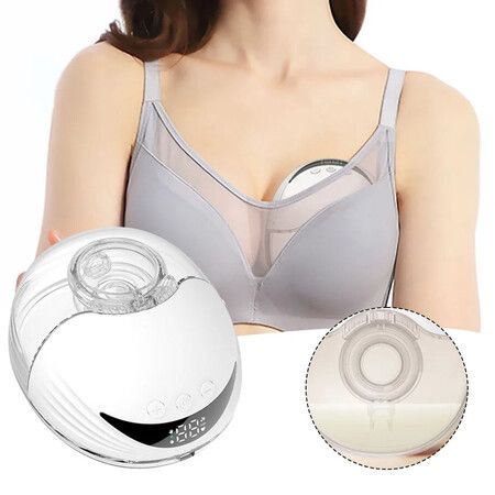 Wearable Electric BPA-free Breast Pump with 210ml Capacity, LED Display, and 4 Modes 12 Levels for Hands-Free Convenience (White)