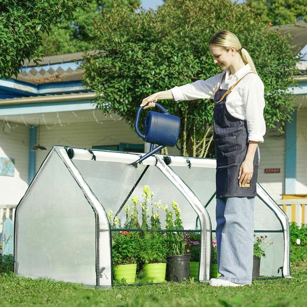 120x60x60cm Mini Portable Greenhouse with Durable PE cover,Reinforced cloche design for ample ventilation,Waterproof and UV resistant Perfect for seedlings,vegetables,flowers