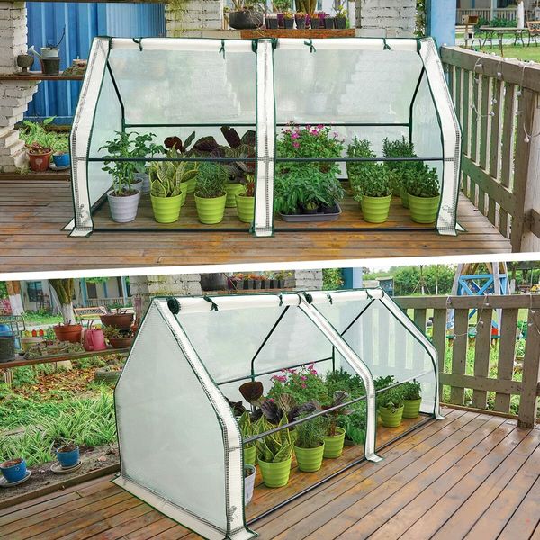 120x60x60cm Mini Portable Greenhouse with Durable PE cover,Reinforced cloche design for ample ventilation,Waterproof and UV resistant Perfect for seedlings,vegetables,flowers