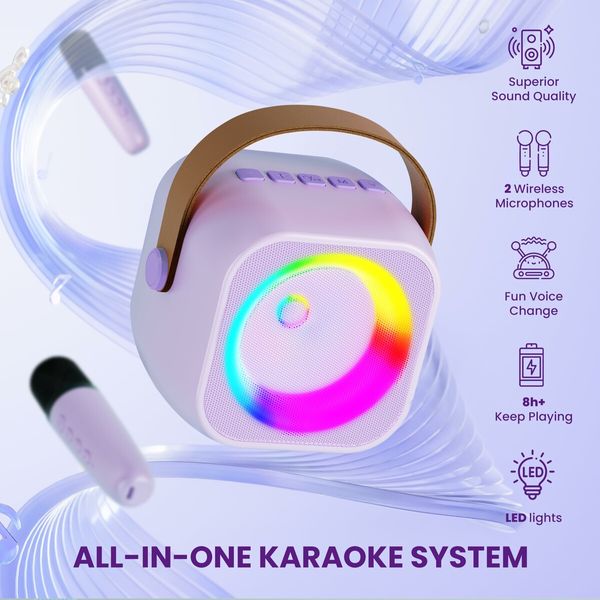 Kids Karaoke Machine: Perfect Birthday or Christmas Gift for Girls Ages 3+ (Purple, Includes 2 Microphones)