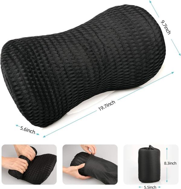 Memory Foam Lumbar Support Pillow: Adjustable Back Support for Office Chairs, Car Seats, and Sleep - Relieves Lower Back and Promotes Rest