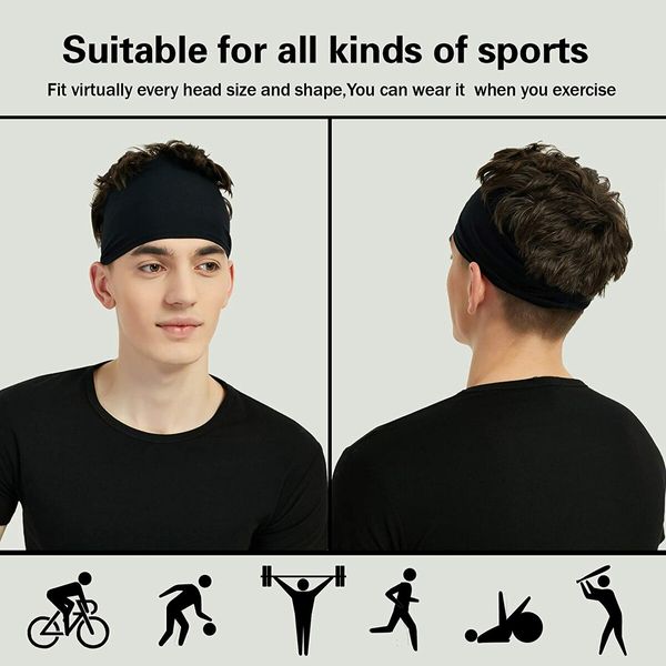 Sports Headbands: 5-Pack Moisture Wicking Workout Headbands for Men and Women