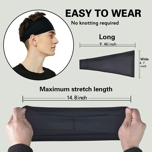 Sports Headbands: 5-Pack Moisture Wicking Workout Headbands for Men and Women