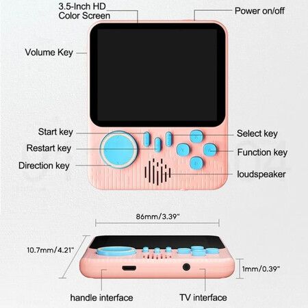 3.5" Retro Handheld Game Console with 666 HD Games Connect to TV for Big-Screen Gaming,Vibrant Blue Color,Perfect Holiday Gift for Kids