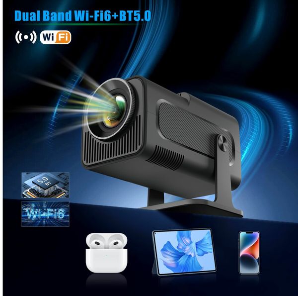 Portable Smart 4K Projector with Auto Keystone correction and Native 1080P resolution, Built-in Android 11.0 OS