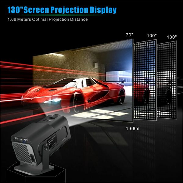 Portable Smart 4K Projector with Auto Keystone correction and Native 1080P resolution, Built-in Android 11.0 OS