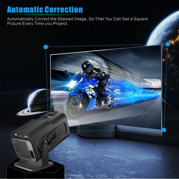 Portable Smart 4K Projector with Auto Keystone correction and Native 1080P resolution, Built-in Android 11.0 OS