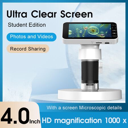 HD Digital 1000X Microscope with 4" LCD Screen and Camera for Kids and Hobbyists Great Gift Idea