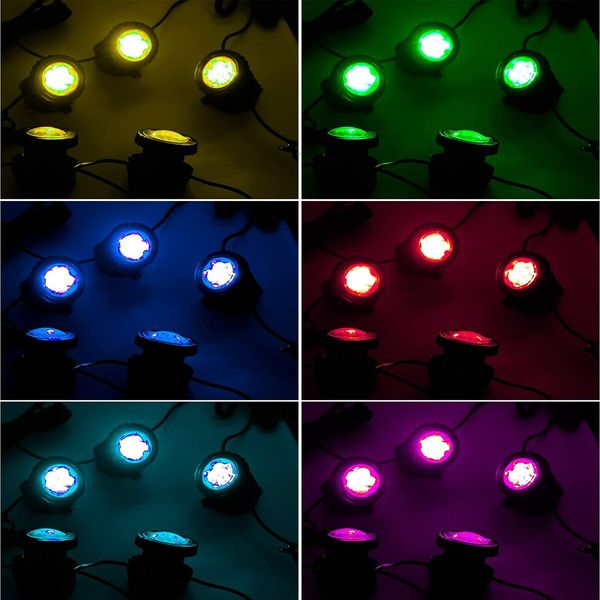 Underwater Solar Pond Lights/LED Landscape Spotlights with 3-in-1 RGB Color Changing-Create a Magical Ambiance for Your Pond,Garden,Yard(3 Head Lamp)