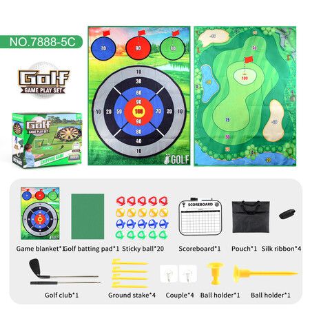 Indoor Outdoor Golf Chipping Game Set with Sticky Balls & Fun Game Mat