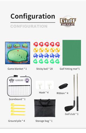 Golf Chipping Game with Sticky Balls & Game Mat: Fun Indoor/Outdoor Game Set for All Ages