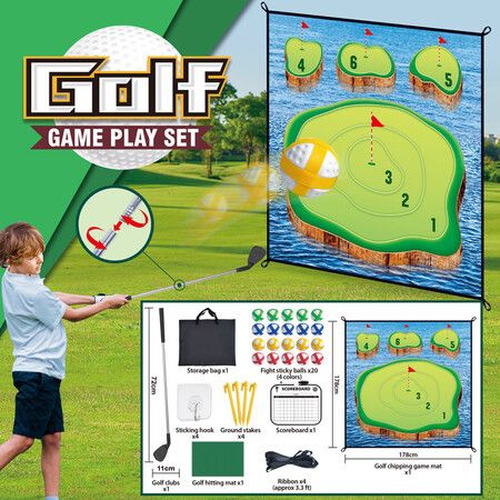 Golf Chipping Game with Sticky Balls & Game Mat: Fun Indoor/Outdoor Game Set for All Ages