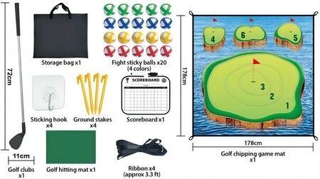 Golf Chipping Game with Sticky Balls & Game Mat: Fun Indoor/Outdoor Game Set for All Ages