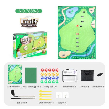 Indoor/Outdoor Golf Chipping Game Set with Sticky Balls,fun Game Mat,golf clubs Helps improve chipping accuracy & distance