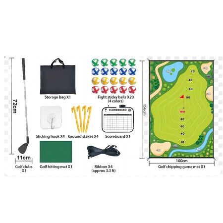 Indoor/Outdoor Golf Chipping Game Set with Sticky Balls,fun Game Mat,golf clubs Helps improve chipping accuracy & distance